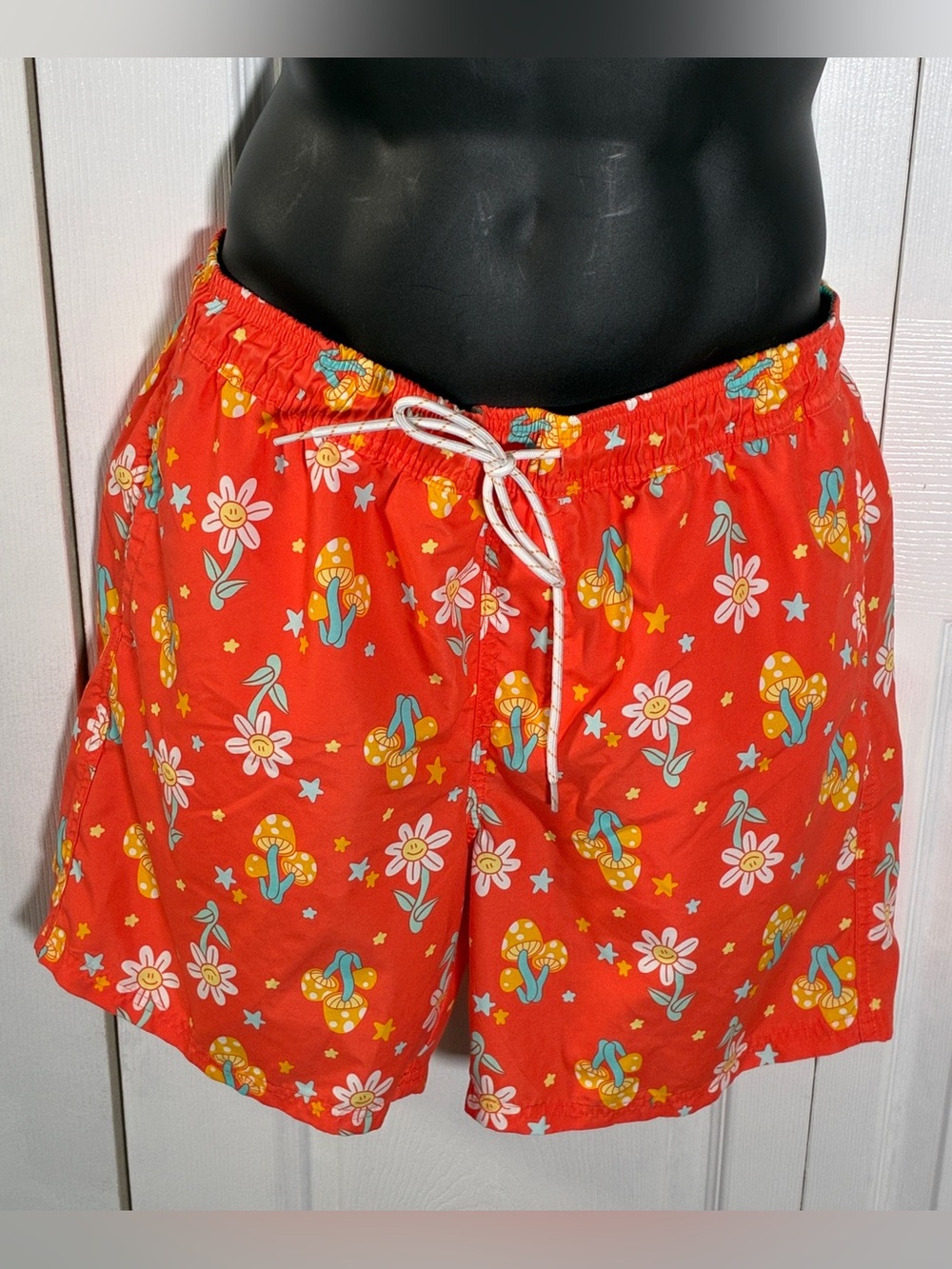 No Boundaries Mushroom & Smiley Swim Trunks Size M